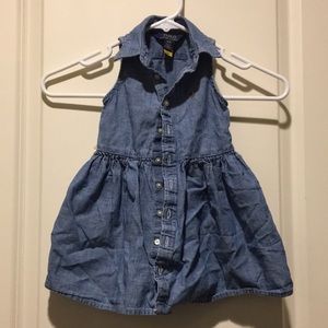 NWOT Polo Ralph Lauren girl ButtonDown sleeveless Jean dress blue label size2/2T